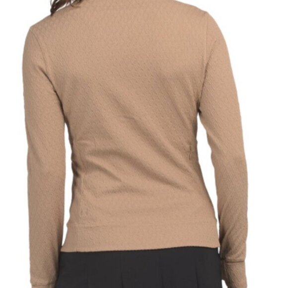 GREYSON GOLF Diamonds All Day Jacquard Halley Quarter Zip Top XS Sandstorm NWT - Picture 2 of 7
